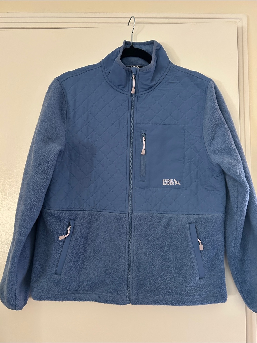 Eddie Bauer Light Blue Quilted & Fleece Full-Zip Jacket